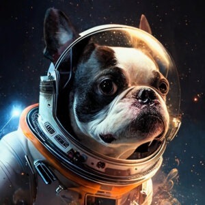 An astronaut Box terrier in Ai