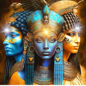 Triplet of female Egyptian deity